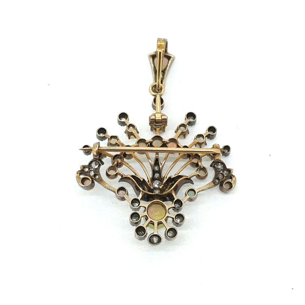 Antique Victorian Opal and Diamond Pendant and Brooch