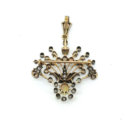 Antique Victorian Opal and Diamond Pendant and Brooch
