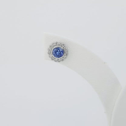 0.40ct Sapphire and Diamond Cluster Stud Earrings in 18ct White Gold