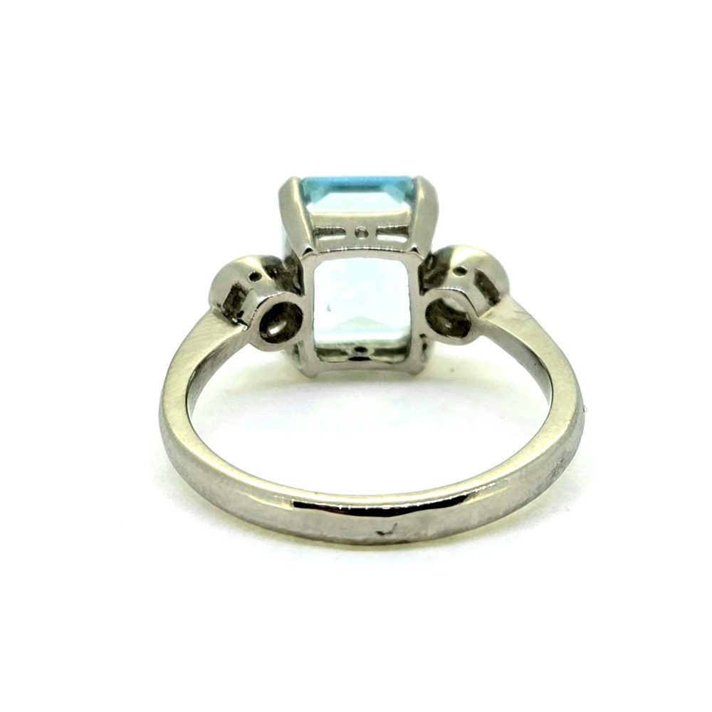 2.80ct Aquamarine and Diamond Three Stone Ring in Platinum