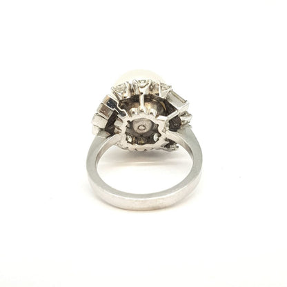 South Sea Pearl and Diamond Cluster Dress Ring