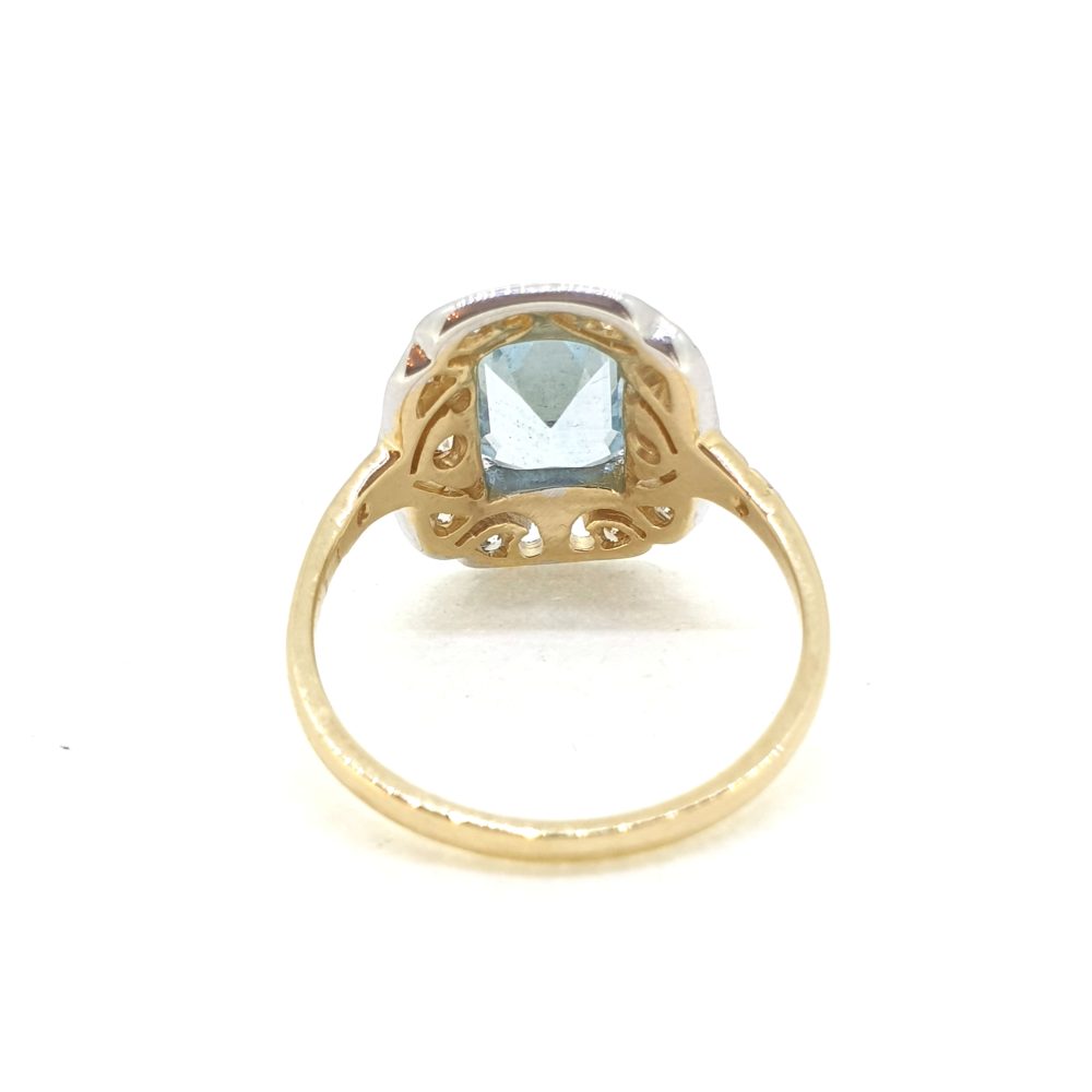 1.20ct Aquamarine and Diamond Cluster Dress Ring in 15ct Gold