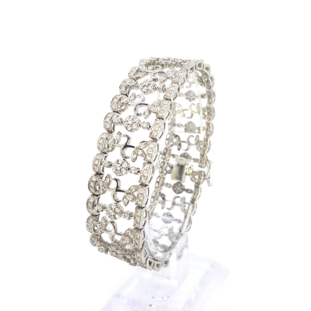 6ct Diamond Floral Link Bracelet in 18ct White Gold