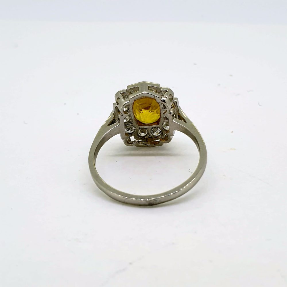 Modern 2.10ct Yellow Sapphire and Diamond Cluster Ring in Platinum