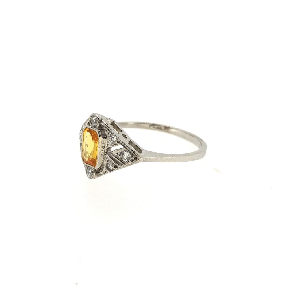 Yellow Sapphire and Diamond Cluster Ring
