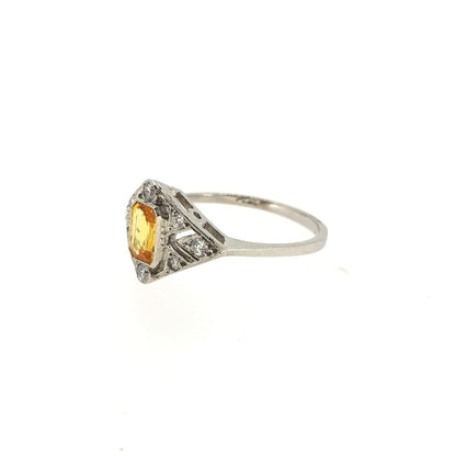 Yellow Sapphire and Diamond Cluster Ring