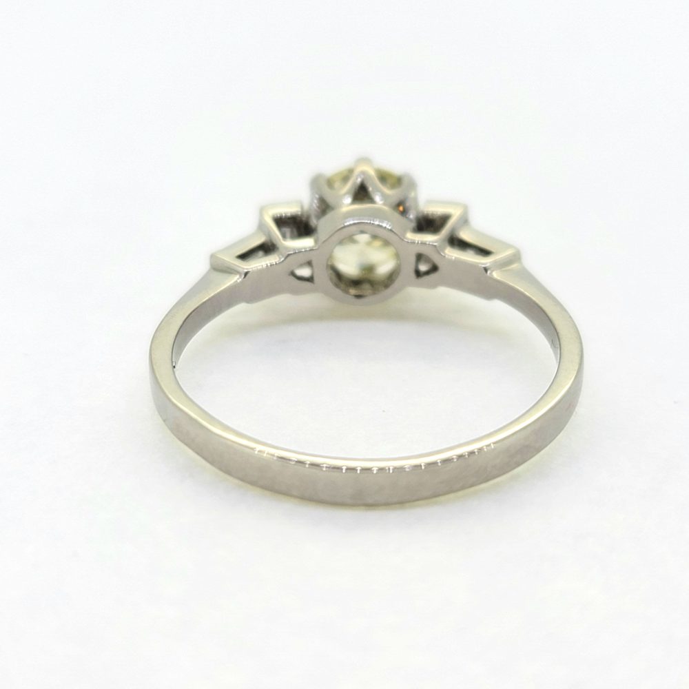 0.85ct Diamond Solitaire Engagement Ring with Baguette Shoulders in Platinum