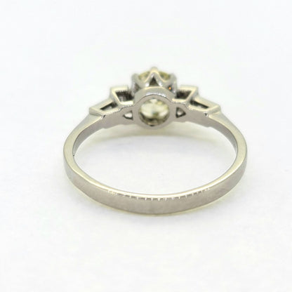 0.85ct Diamond Solitaire Engagement Ring with Baguette Shoulders in Platinum