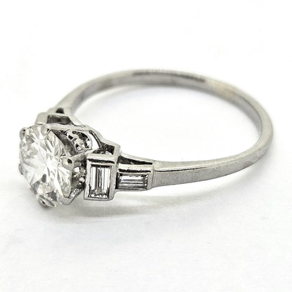 1.50ct Diamond Solitaire Engagement Ring with Baguette Shoulders