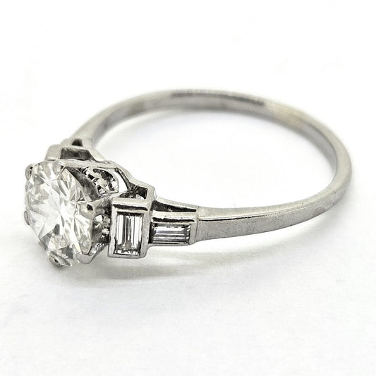 1.50ct Diamond Solitaire Engagement Ring with Baguette Shoulders