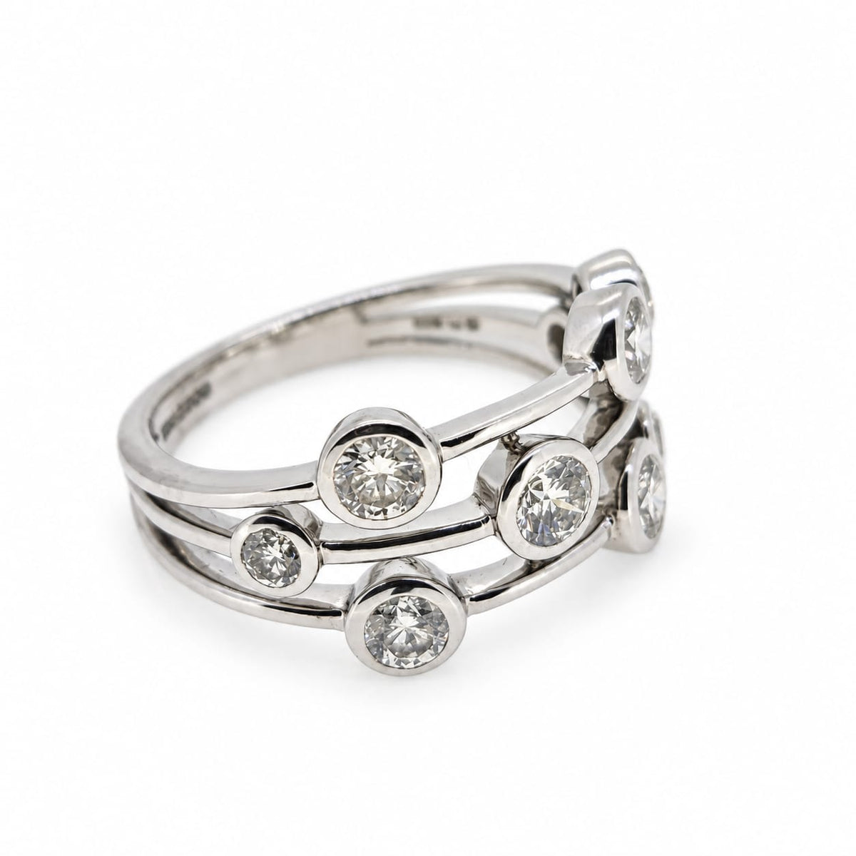 Diamond bubble ring, Platinum Total Diamonds 1.30cts