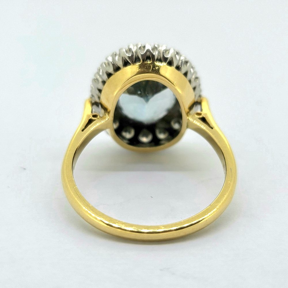 3.50ct Aquamarine and Diamond Oval Cluster Engagement Ring in 18ct Yellow Gold