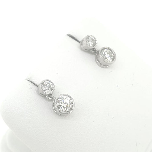 1.10ct Diamond Double Solitaire Drop Earrings