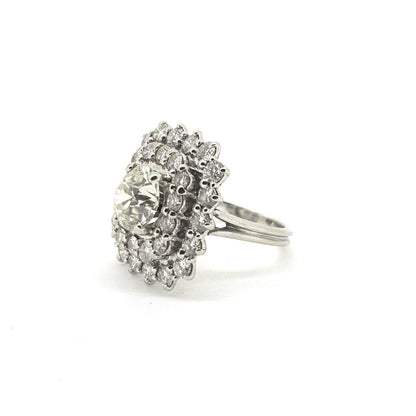 French Old Cut Diamond Cluster Dress Ring, 4 carat total