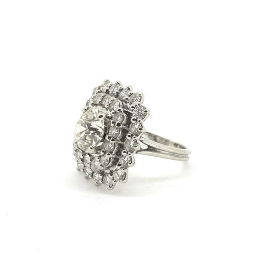 French Old Cut Diamond Cluster Dress Ring, 4 carat total