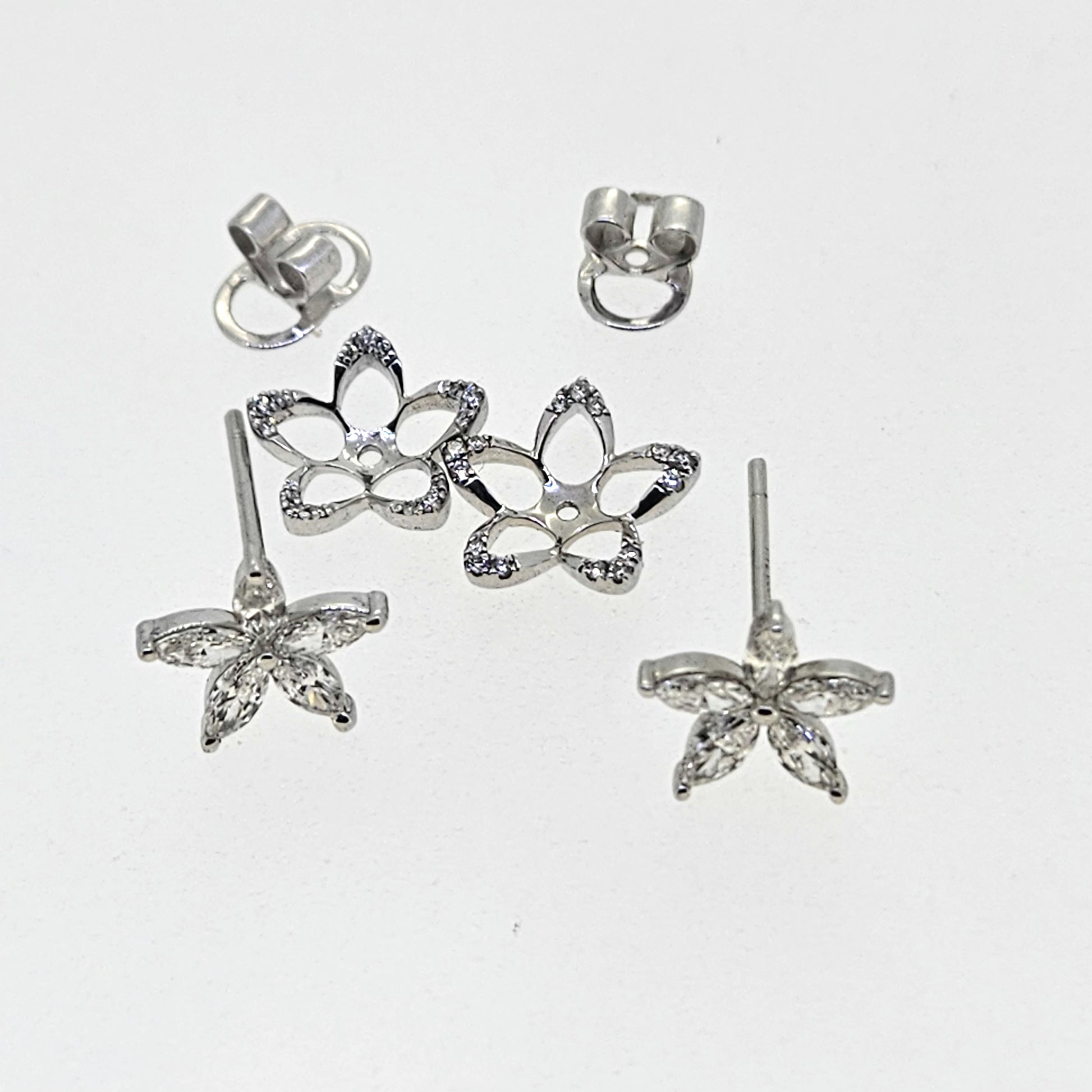 0.95ct Diamond Flower Cluster Stud Earrings with Removeable Jackets