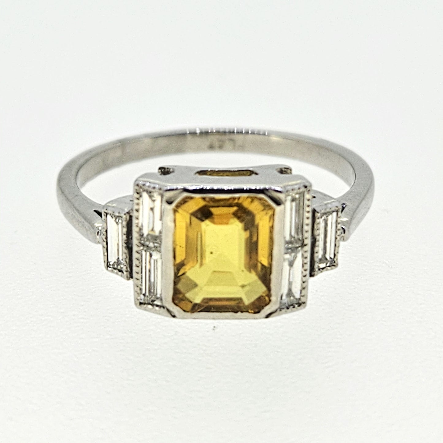 1.70ct Yellow Sapphire and Diamond Engagement Ring in Platinum