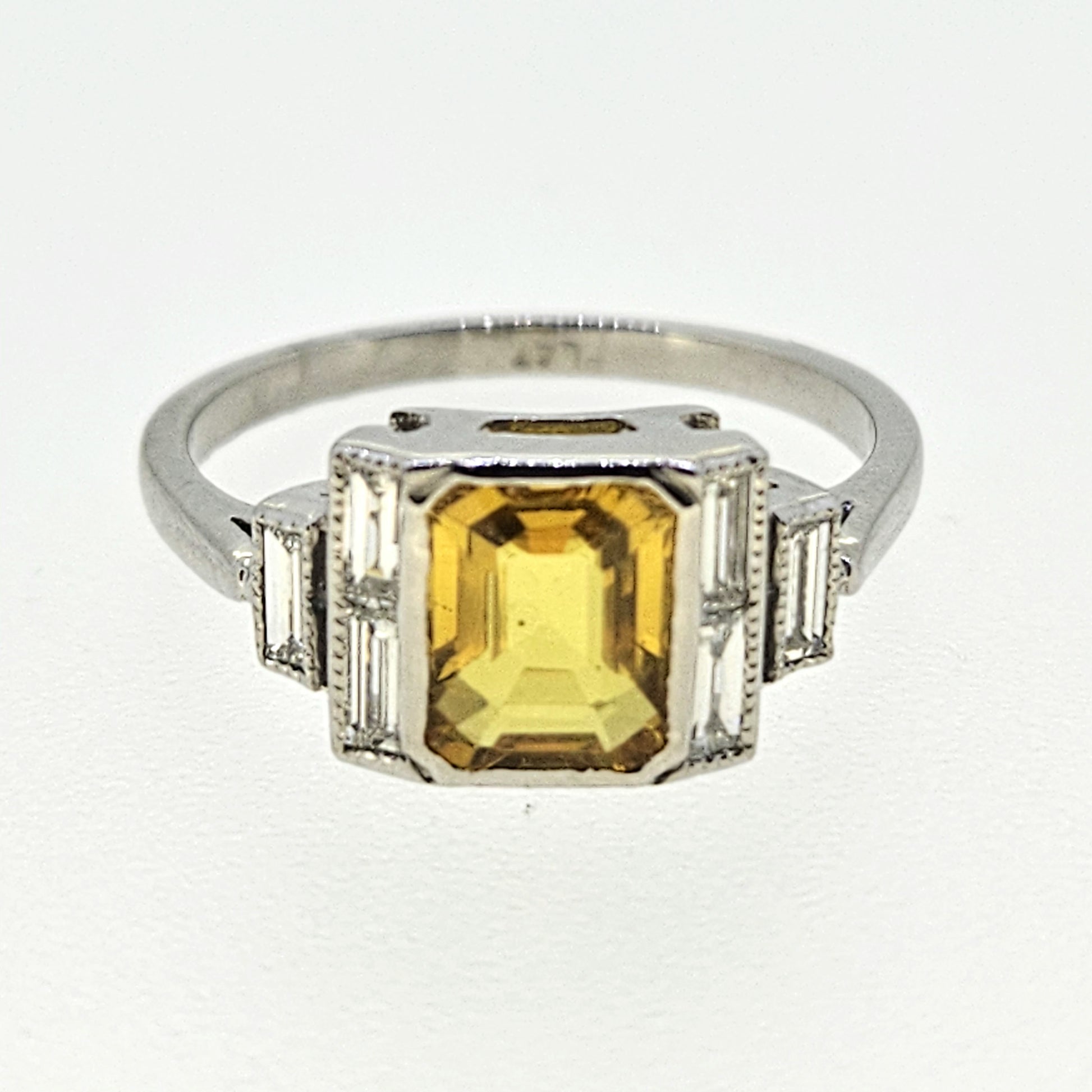 1.70ct Yellow Sapphire and Diamond Engagement Ring in Platinum