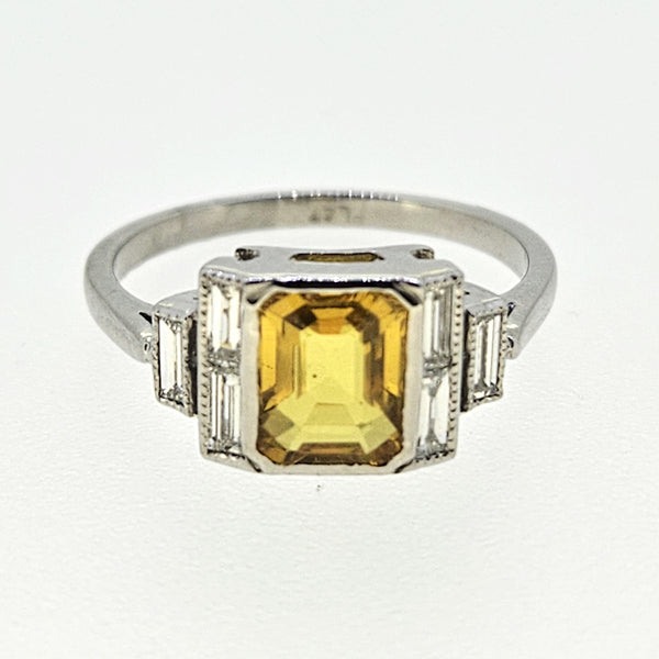 1.70ct Yellow Sapphire and Diamond Engagement Ring in Platinum