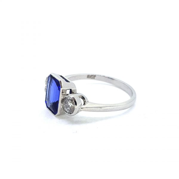 2.20ct Tanzanite and Diamond Trilogy Ring