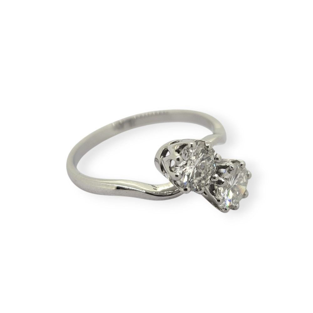 1ct Two Stone Diamond Crossover Engagement Ring in Platinum