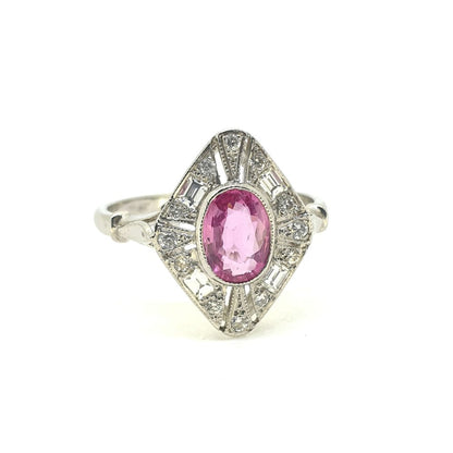 0.95ct Pink Sapphire and Diamond Cluster Plaque Dress Ring