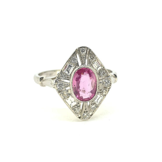 0.95ct Pink Sapphire and Diamond Cluster Plaque Dress Ring
