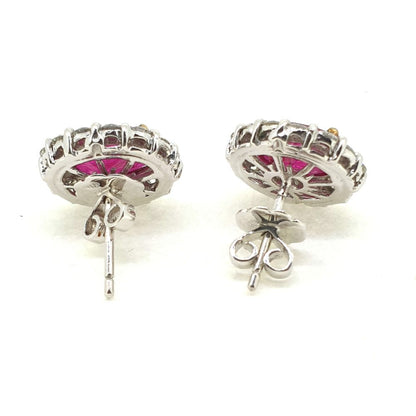 4.65ct Oval Ruby and Diamond Cluster Earrings 18ct White Gold