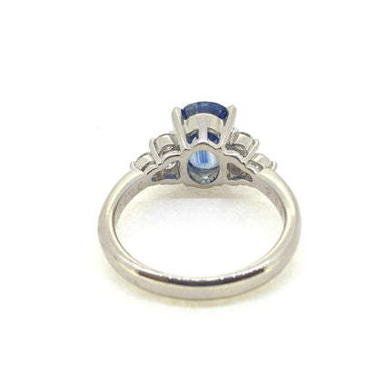2.33ct Oval Sapphire and Diamond Engagement Ring in 18ct White Gold