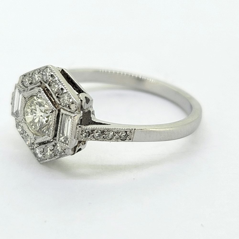 0.75ct Diamond Hexagonal Cluster Ring in Platinum