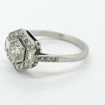 0.75ct Diamond Hexagonal Cluster Ring in Platinum