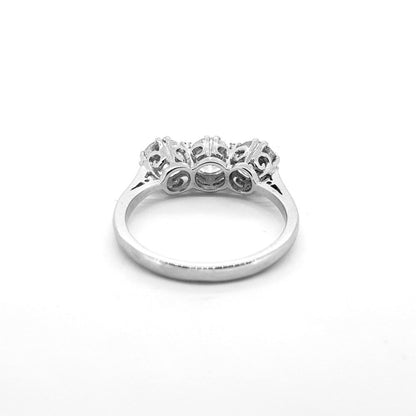 Three Stone Diamond Ring in Platinum, 1.63 carat total