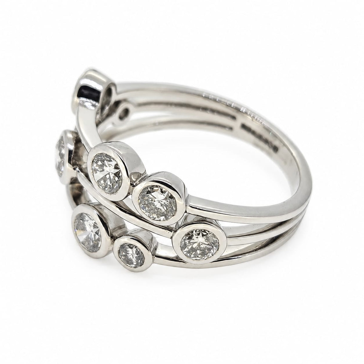 Diamond bubble ring, Platinum Total Diamonds 1.30cts