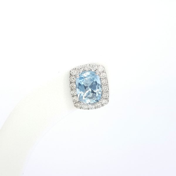 1.53ct Aquamarine and Diamond Cluster Stud Earrings in 9ct White Gold
