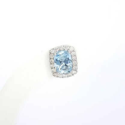 1.53ct Aquamarine and Diamond Cluster Stud Earrings in 9ct White Gold