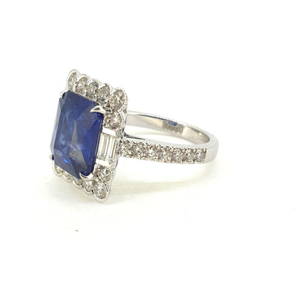 6.21ct Sapphire and Diamond Cluster Tablet Ring