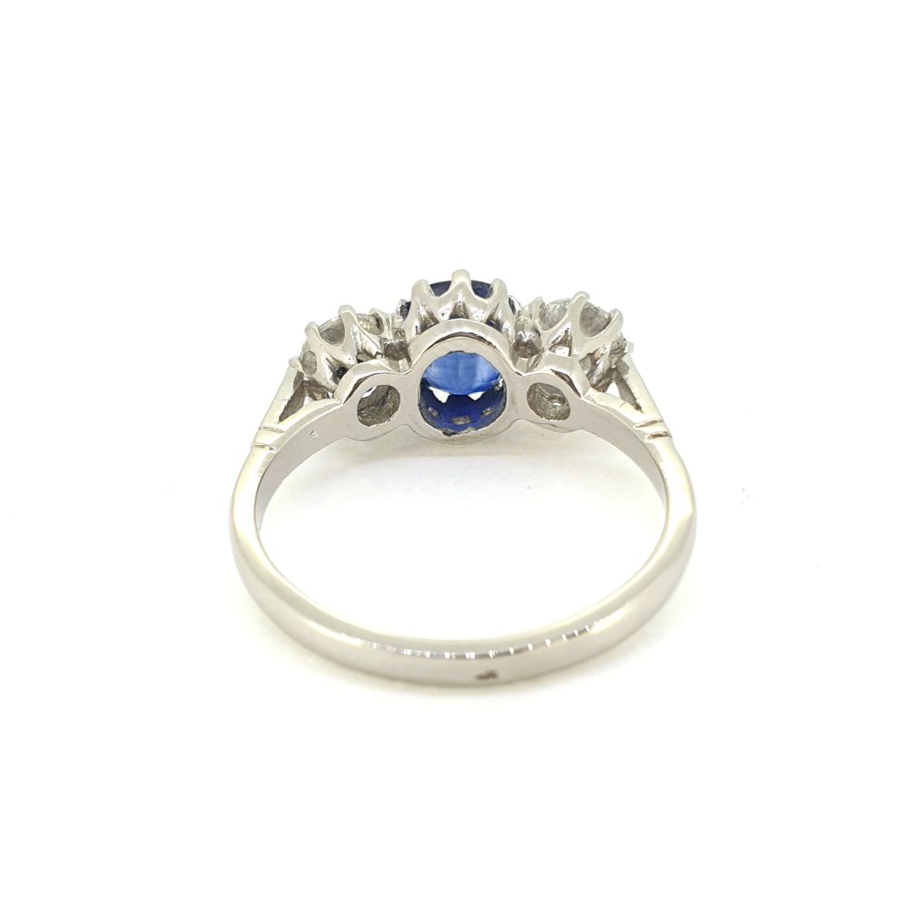 1.87ct Sapphire and Diamond Three Stone Engagement Ring in Platinum