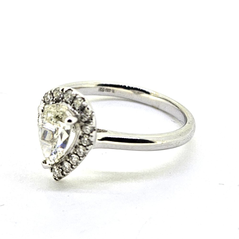 0.78ct Pear Shape Diamond Halo Cluster Engagement Ring