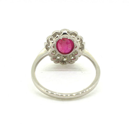 1.65ct Oval Ruby and Diamond Floral Cluster Ring