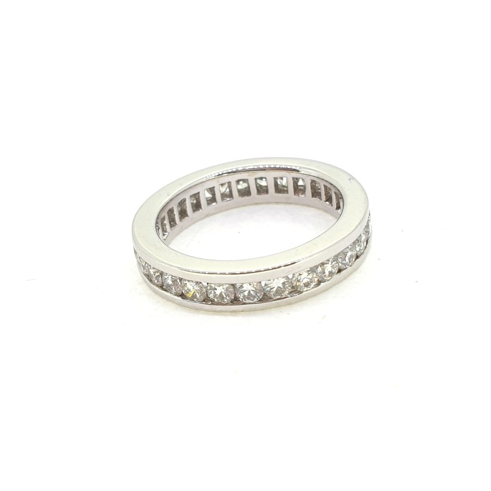 2ct Diamond Full Eternity Band Ring, modern 18ct white gold eternity ring channel set throughout with 2 carats of round brilliant-cut diamonds