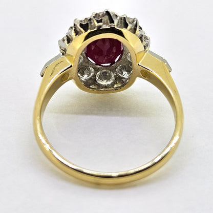 3.50ct Oval Ruby and Diamond Cluster Engagement Ring