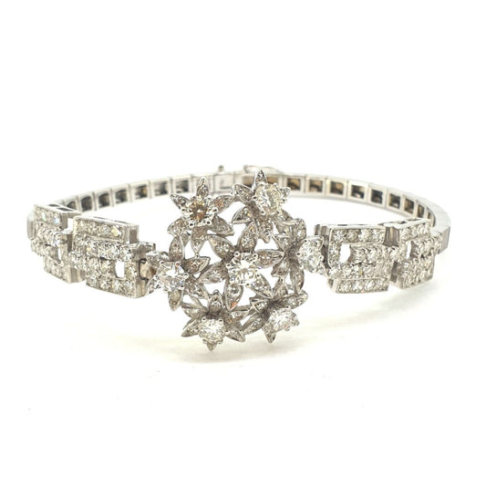 Diamond Flower Cluster Bracelet, 3.50 carat total