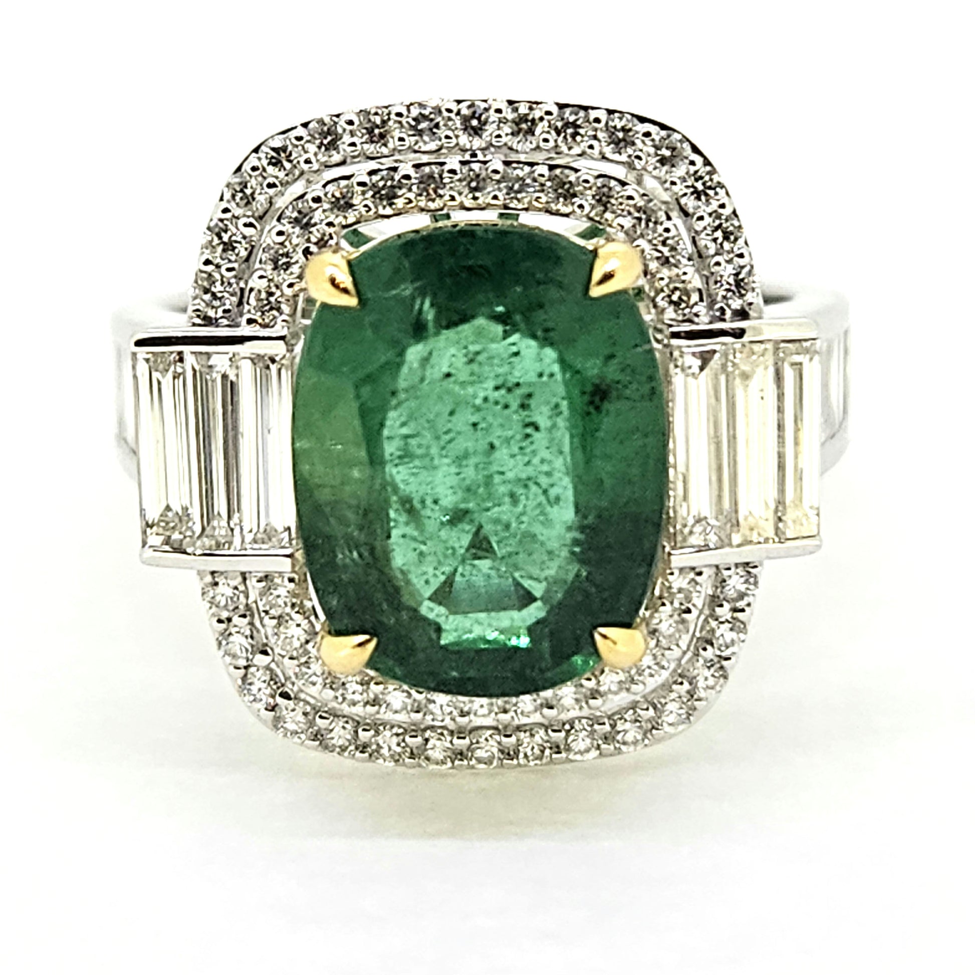 3.70ct Emerald and Diamond Cluster Dress Ring