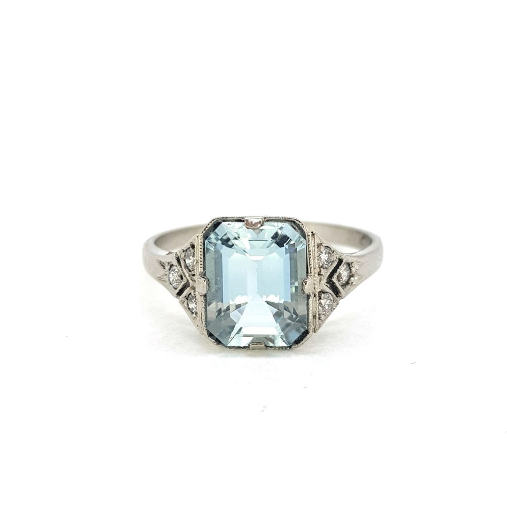 2ct Aquamarine and Diamond Dress Ring in Platinum