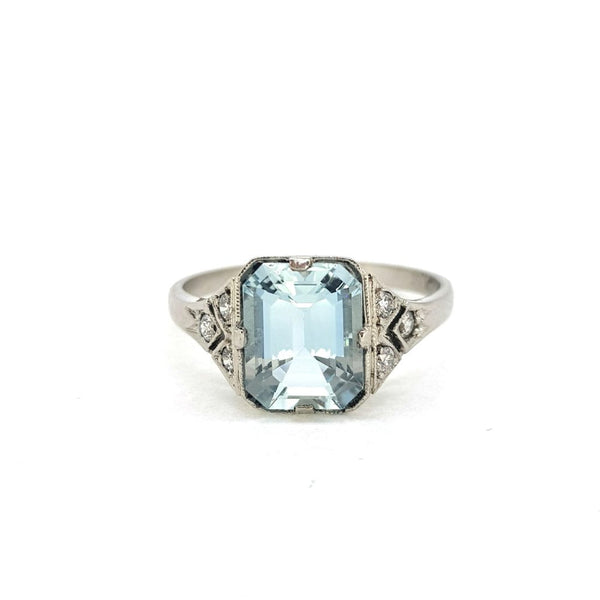 2ct Aquamarine and Diamond Dress Ring in Platinum