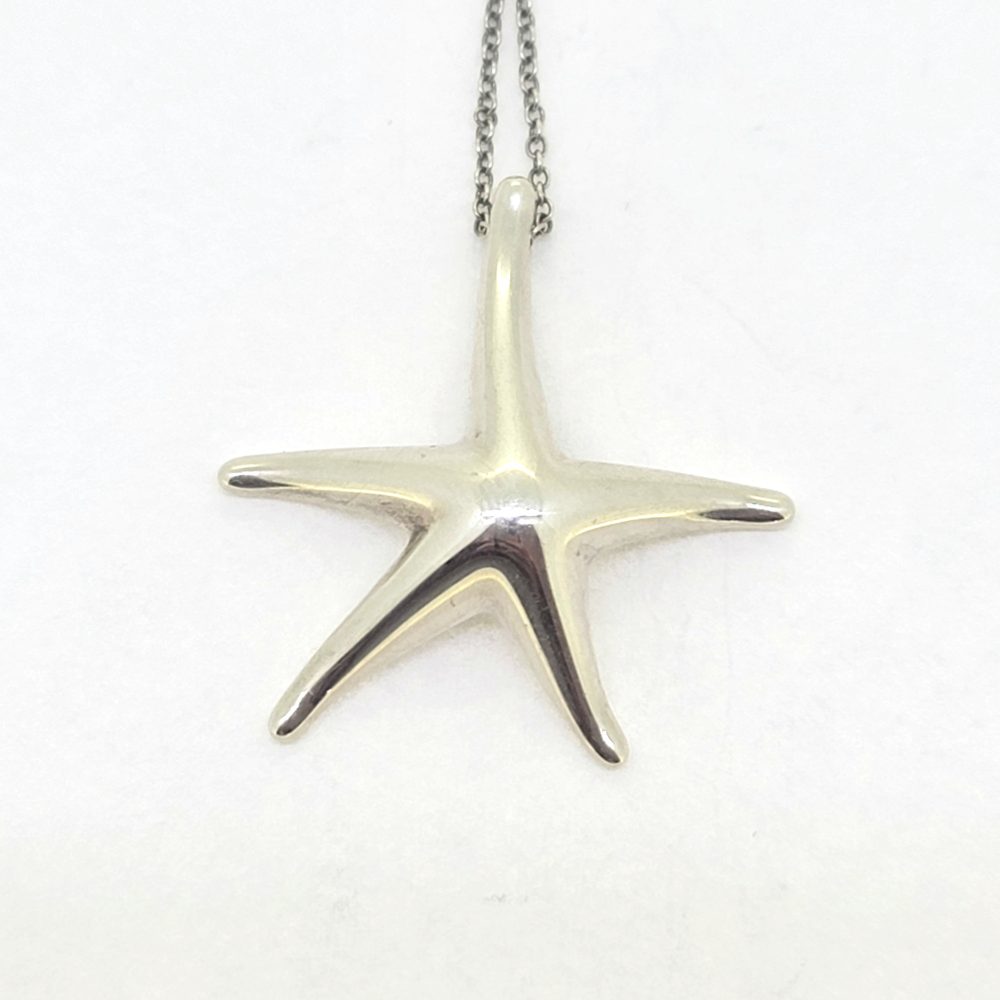 Tiffany and Co Silver Starfish Pendant with Chain by Elsa Peretti