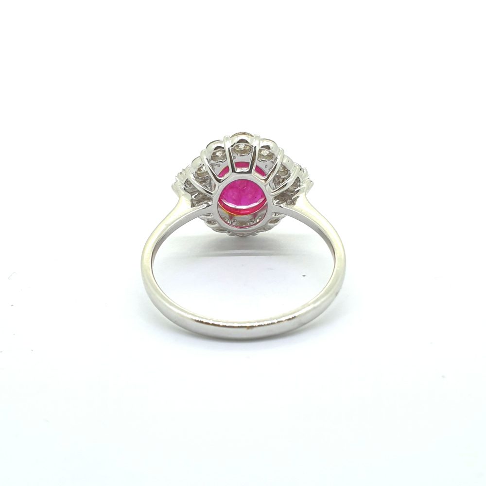 1.62ct Oval Ruby and Diamond Cluster Ring
