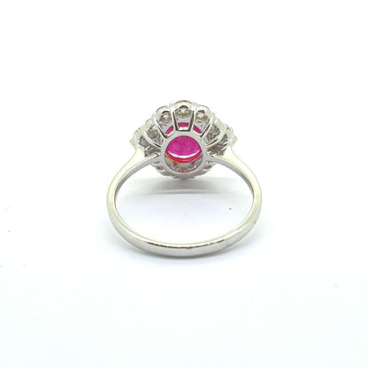 1.62ct Oval Ruby and Diamond Cluster Ring
