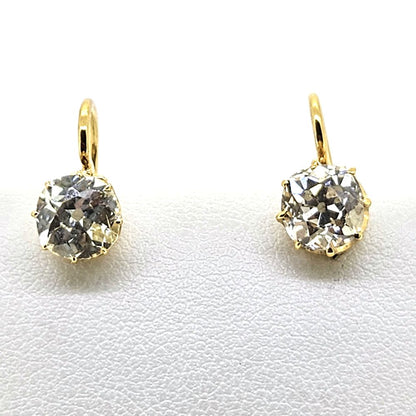 Victorian Antique 2.50ct Old Cut Diamond Solitaire Drop Earrings