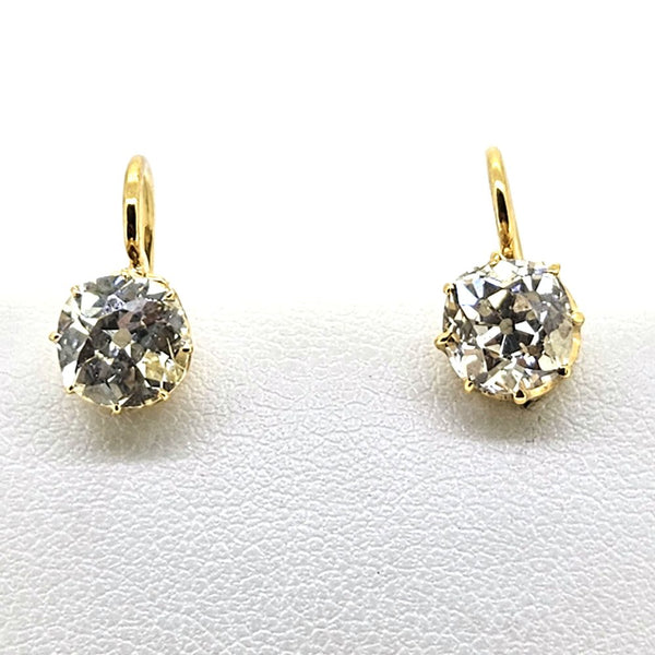 Victorian Antique 2.50ct Old Cut Diamond Solitaire Drop Earrings